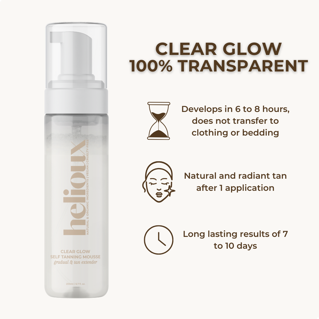 CLEAR GLOW SELF TANNING MOUSSE & TAN EXTENDER - LIGHT