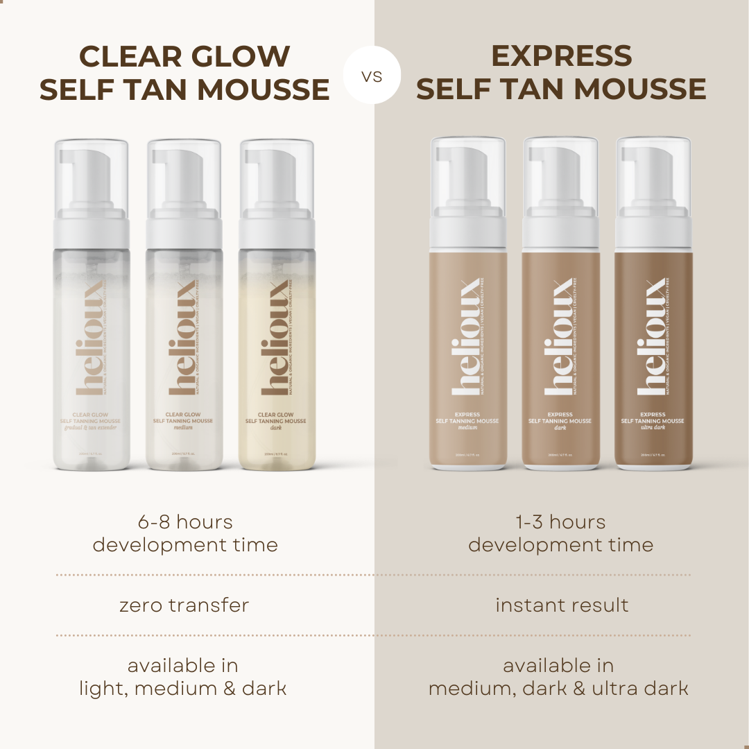 CLEAR GLOW SELF TANNING MOUSSE & TAN EXTENDER - LIGHT